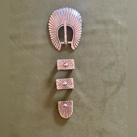 Vintage 3/4” Sterling Silver Buckle Set.  Signed MP - Picture 9 of 11